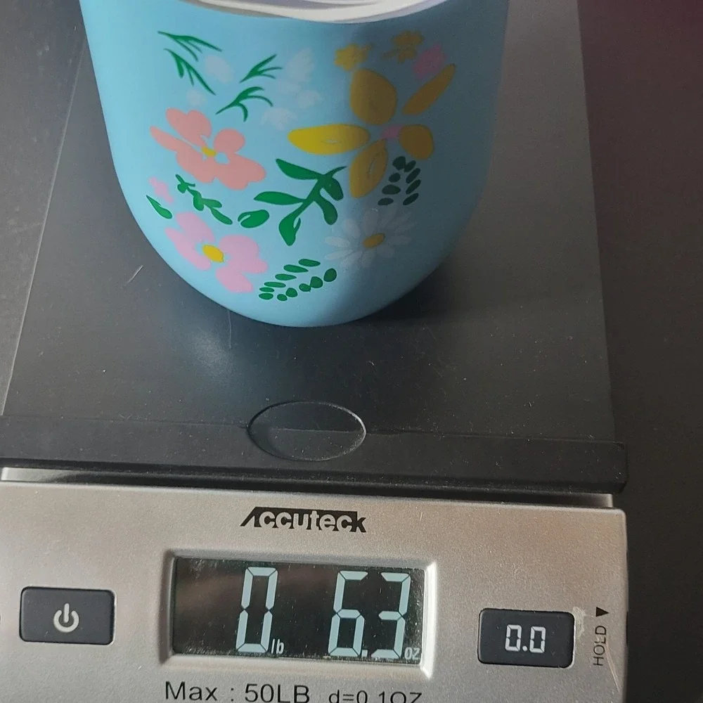 Stainless Steel‎ Blue Floral Wine Tumbler with Lid Pastel Drinkware Cup